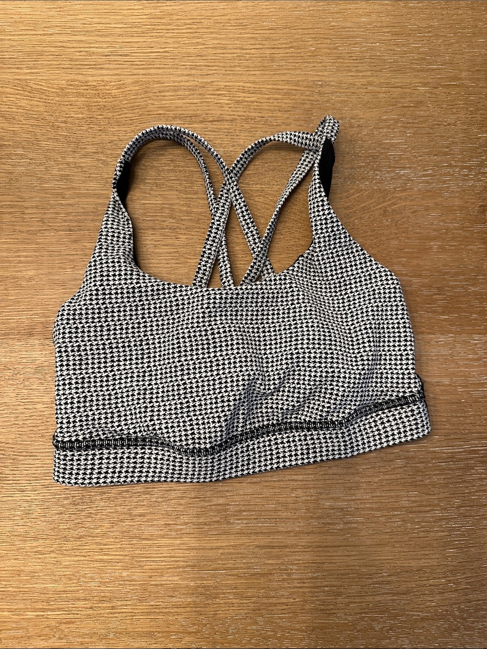 Black & White Houndstooth Sports Bra